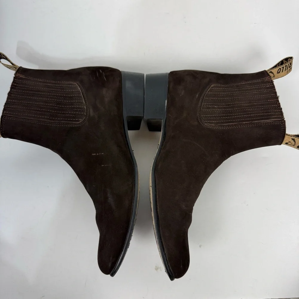 El Potrillo Brown Leather Suede Chelsea Ankle Boots Western Rodeo Country - Picture 4 of 8